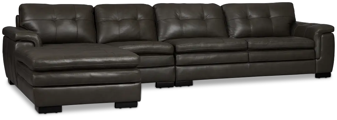 Braden Dark Gray Leather Small Left Chaise Sectional Braden Dark Gray Leather Small Left Chaise Sectional