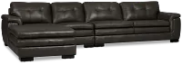 Braden Dark Gray Leather Small Left Chaise Sectional