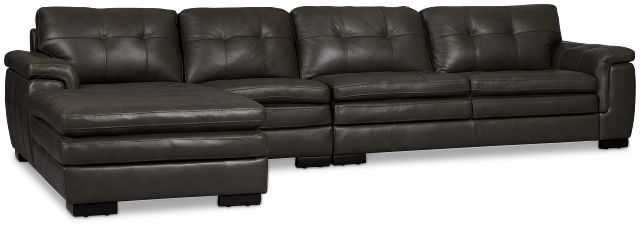 Braden Dark Gray Leather Small Left Chaise Sectional