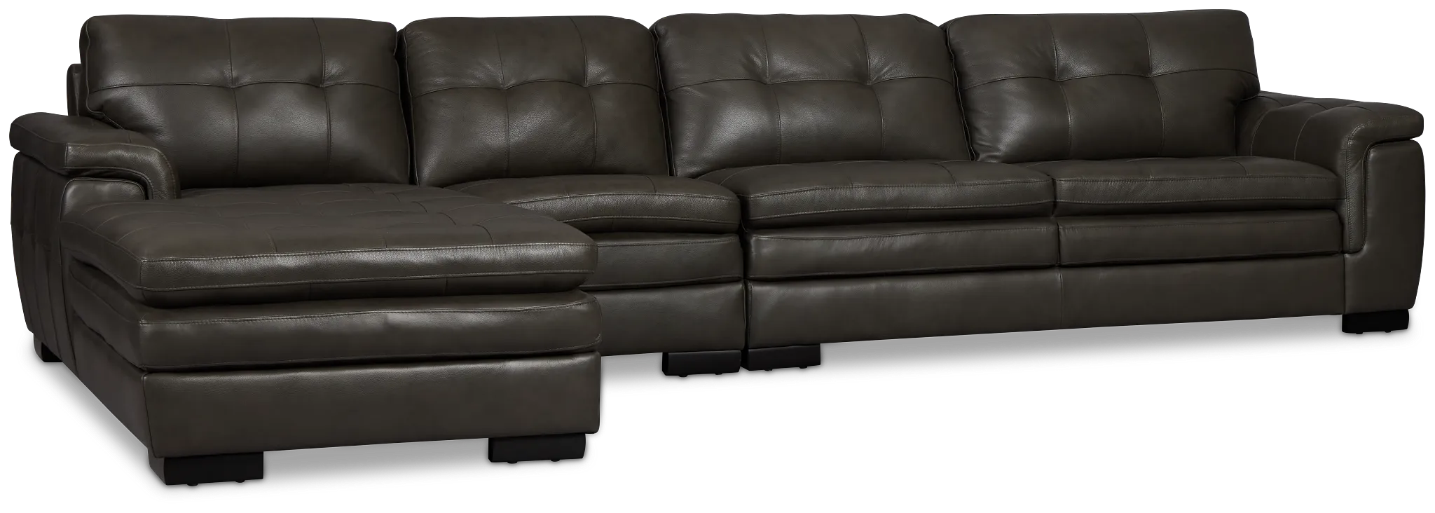 Braden Dark Gray Leather Small Left Chaise Sectional