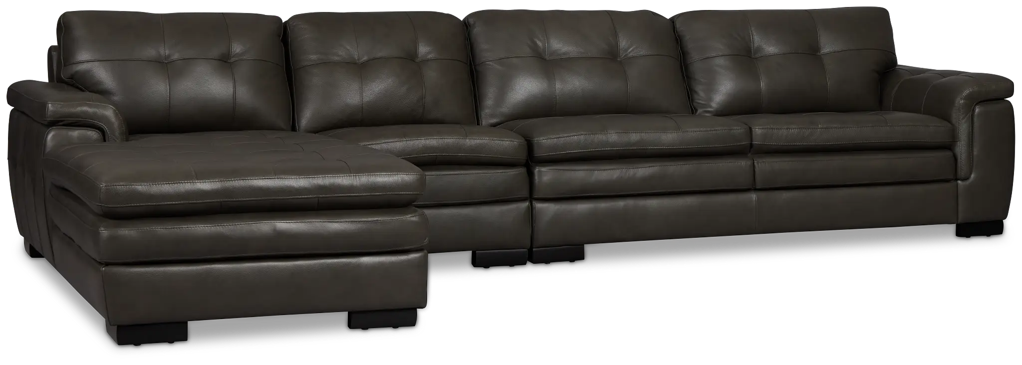 Braden Dark Gray Leather Small Left Chaise Sectional Braden Dark Gray Leather Small Left Chaise Sectional