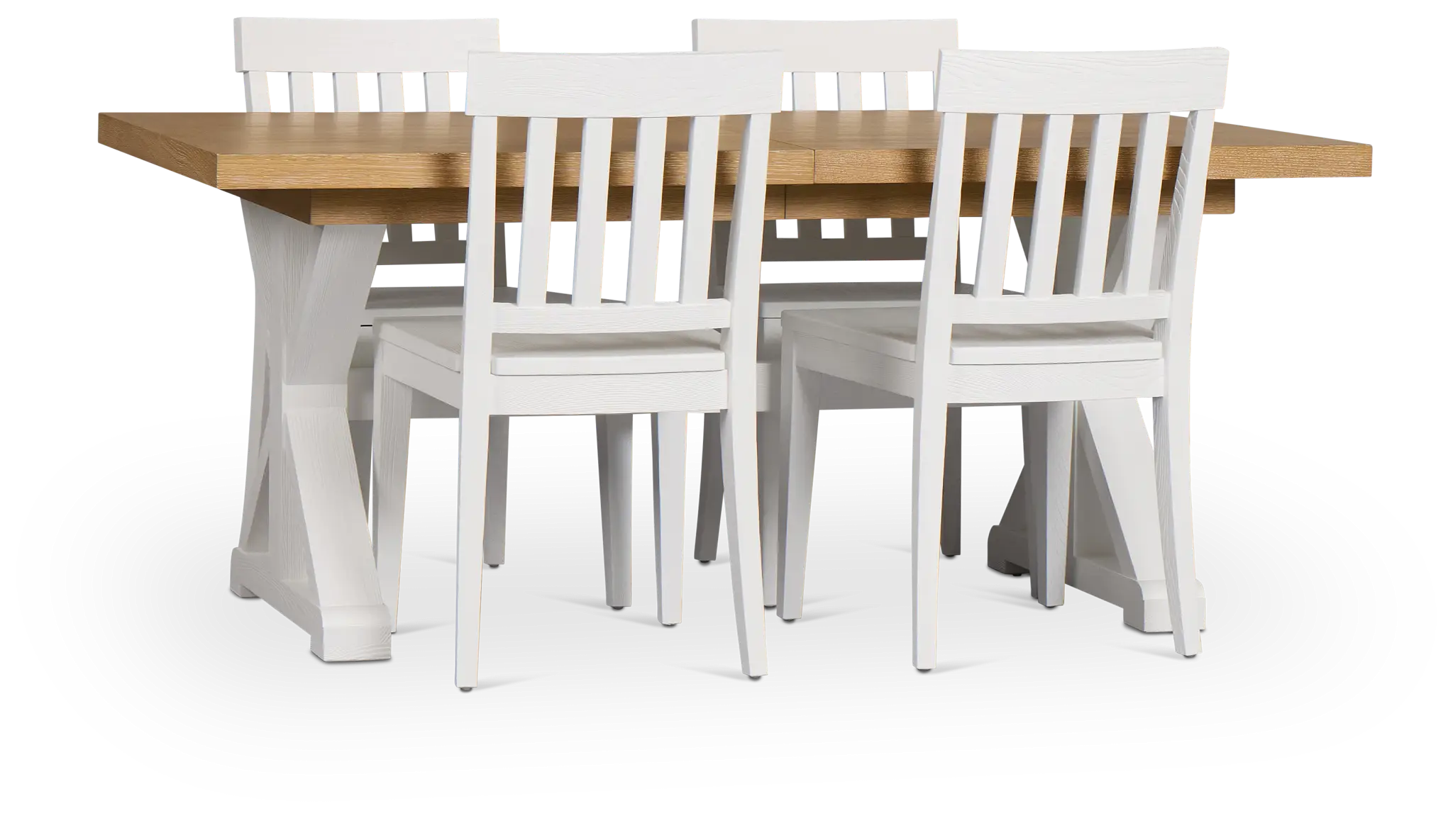 Nantucket Two-tone Rect Table & 4 White Wood Chairs Nantucket Two-tone Rect Table & 4 White Wood Chairs