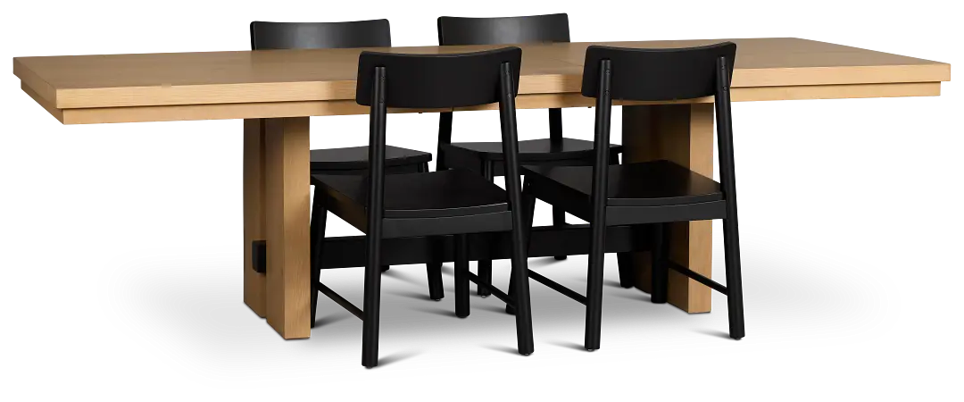 Highland Light Tone Rect Table & 4 Wood Chairs Highland Light Tone Rect Table & 4 Wood Chairs