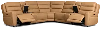 Wilder Brown Leather Large Dual Power Reclining Two-arm Sectional