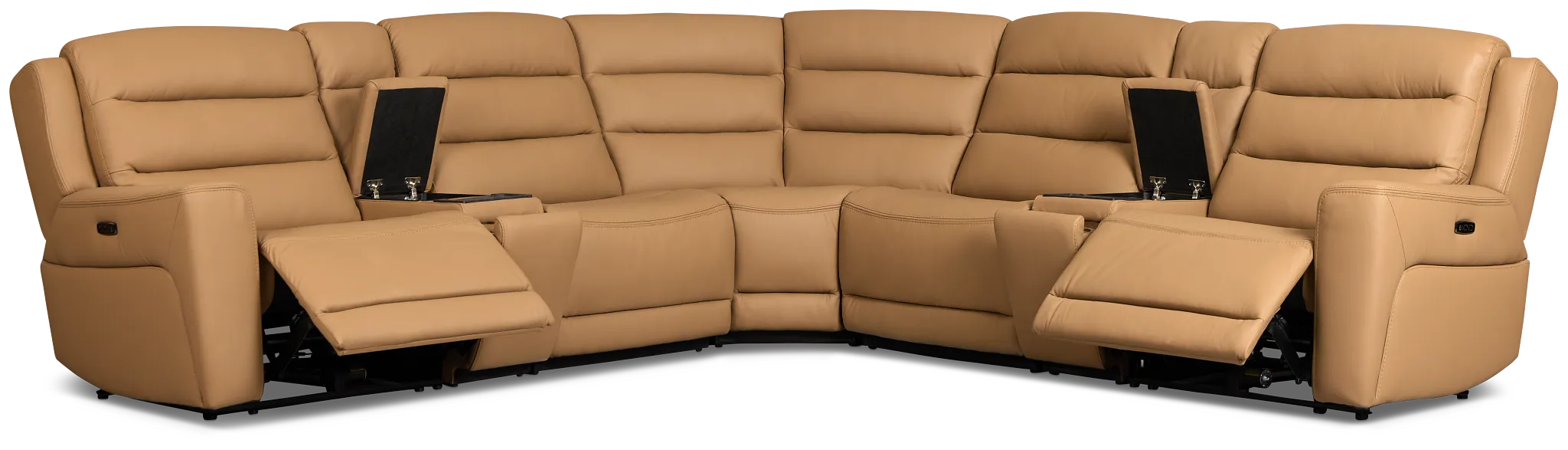 Wilder Brown Leather Large Dual Power Reclining Two-arm Sectional