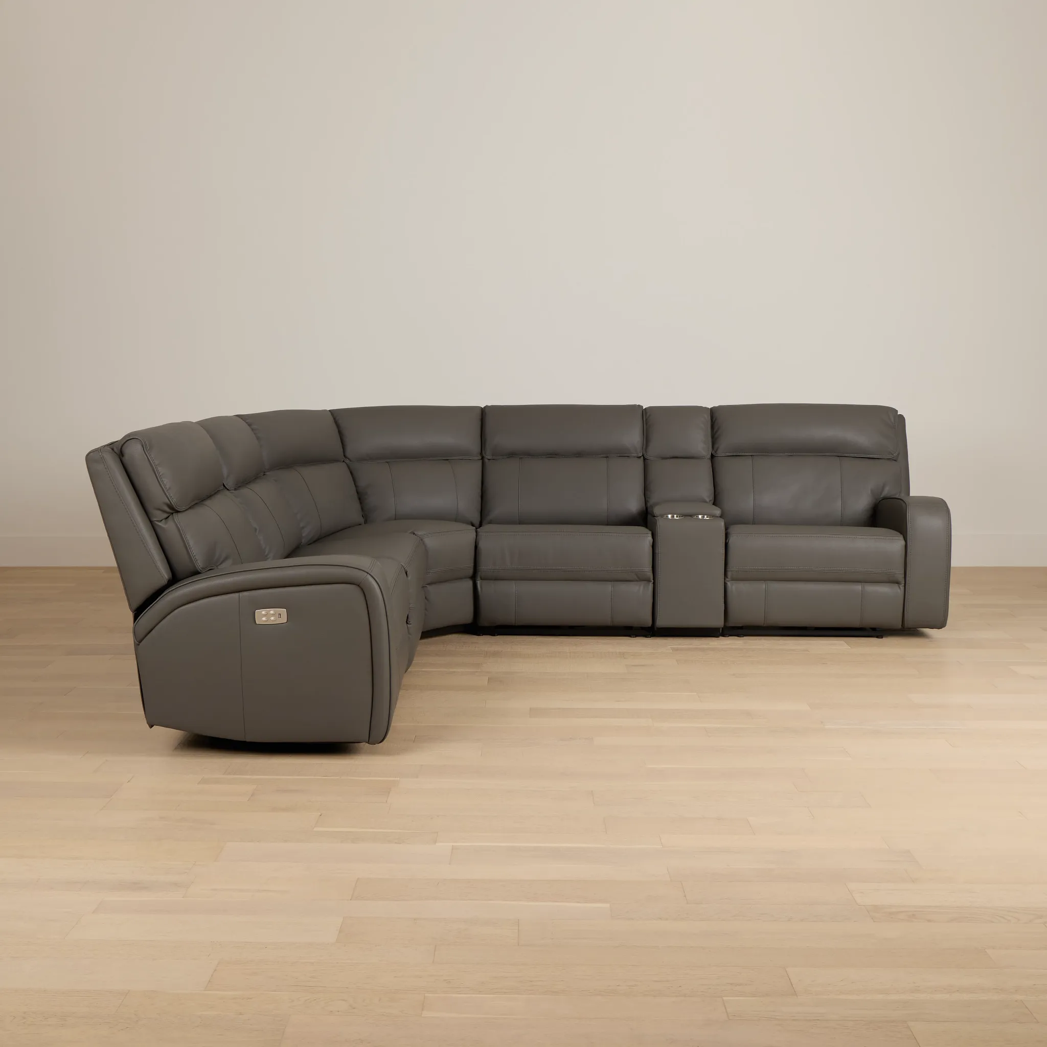 Rhett Gray Micro Small Triple Power Reclining Two-arm Sectional