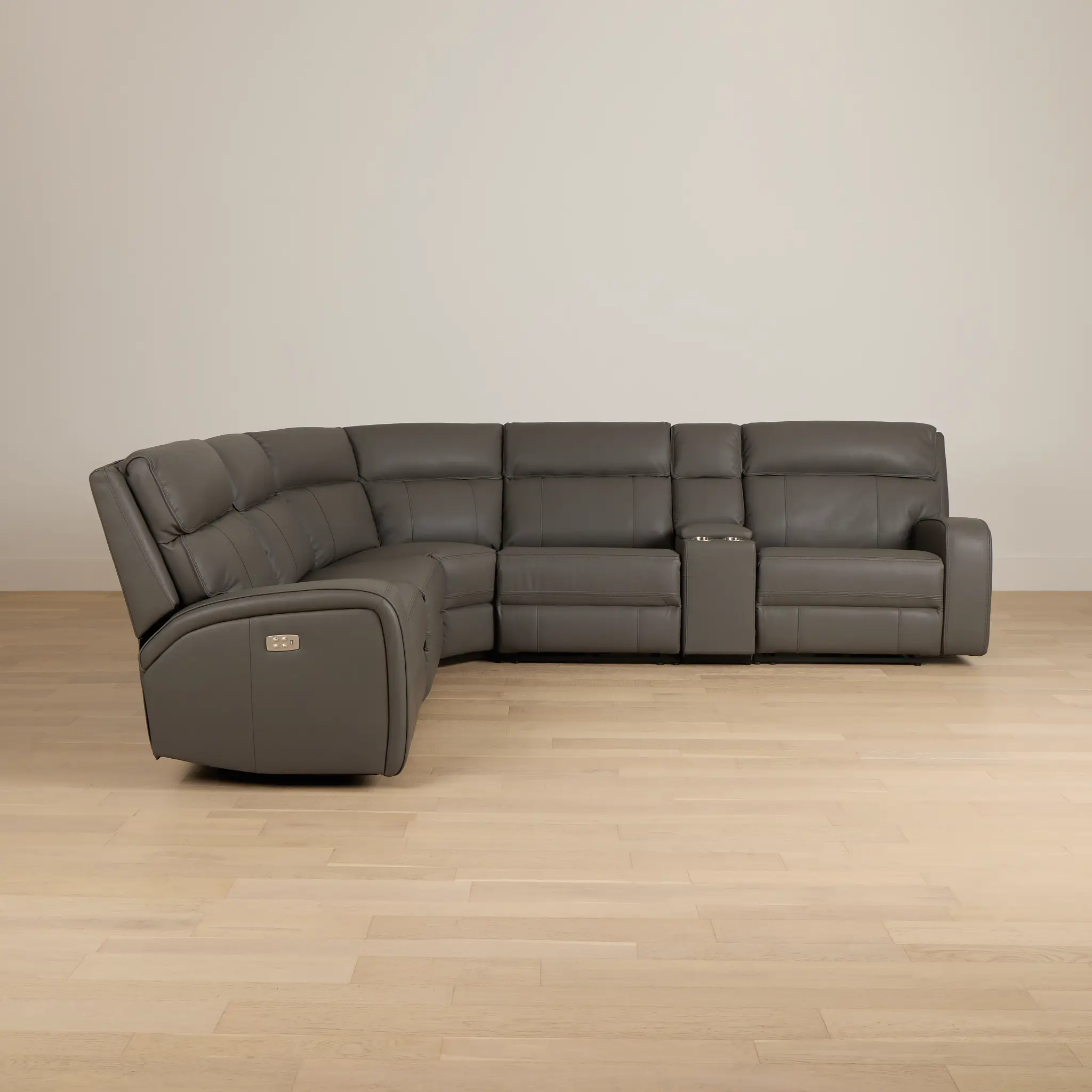 Rhett Gray Micro Small Triple Power Reclining Two-arm Sectional Rhett Gray Micro Small Triple Power Reclining Two-arm Sectional