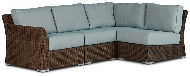 Southport Teal Left 4-piece Modular Sectional