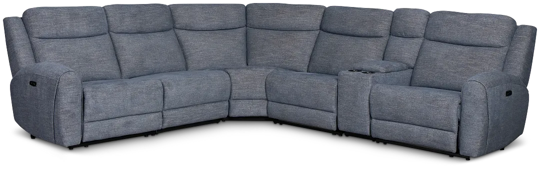 Walker Blue Fabric Medium Triple Power 2-arm Sectional