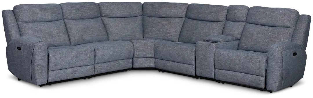Walker Blue Fabric Medium Triple Power 2-arm Sectional Walker Blue Fabric Medium Triple Power 2-arm Sectional