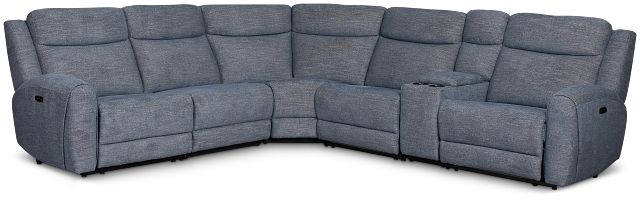 Walker Blue Fabric Medium Triple Power 2-arm Sectional