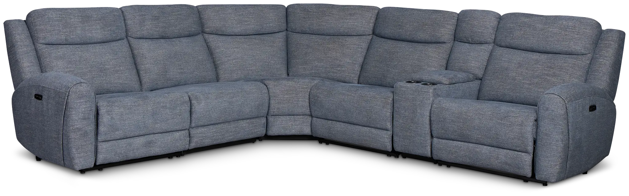 Walker Blue Fabric Medium Triple Power 2-arm Sectional Walker Blue Fabric Medium Triple Power 2-arm Sectional