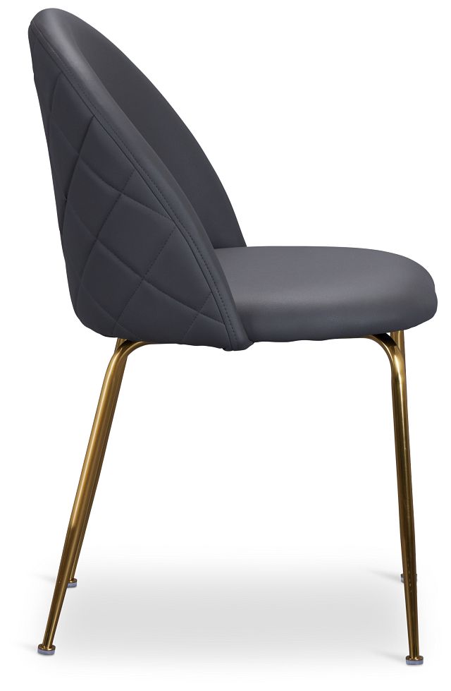 Capri Dark Gray Micro Upholstered Side Chair W/ Gold Legs