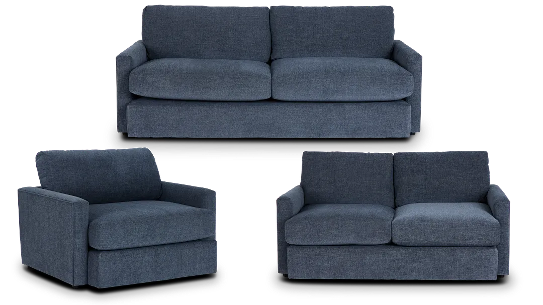 Noah Blue Fabric Living Room