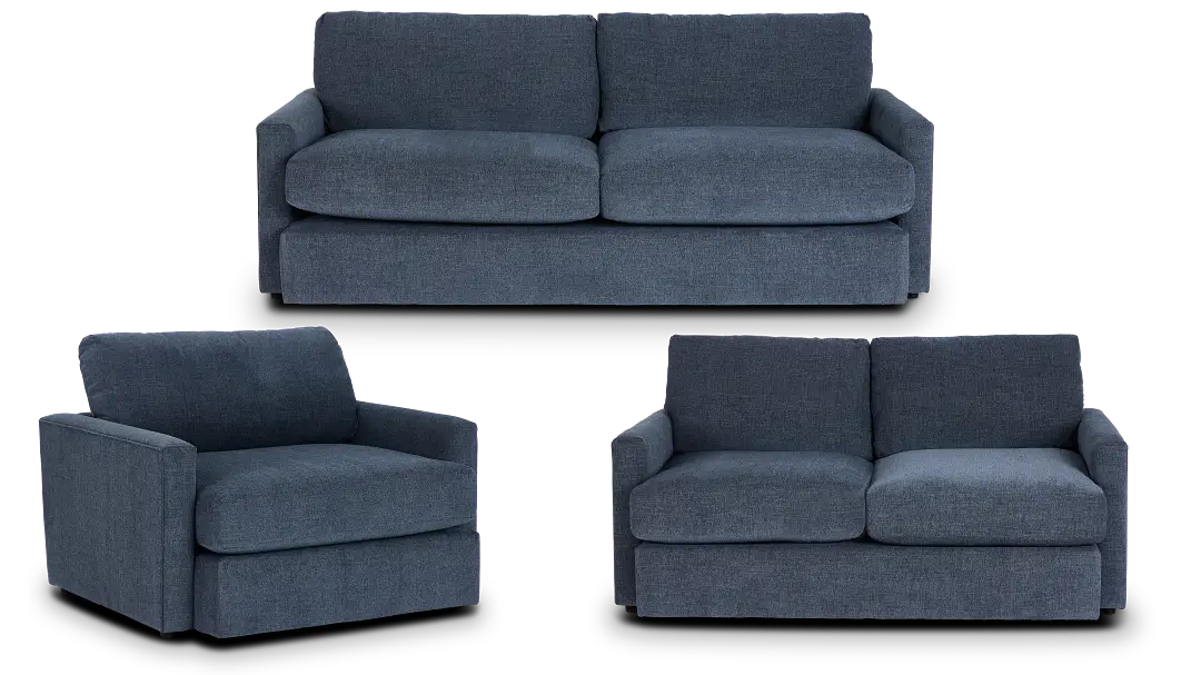 Noah Blue Fabric Living Room Noah Blue Fabric Living Room