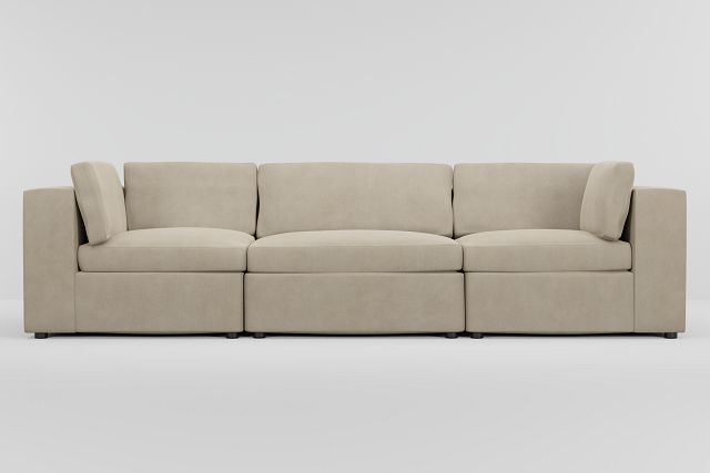 Destin Peyton Beige Fabric 3 Piece Modular Sofa