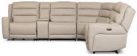 Wilder Taupe Leather Large Dual Power Reclining Two-arm Sectional