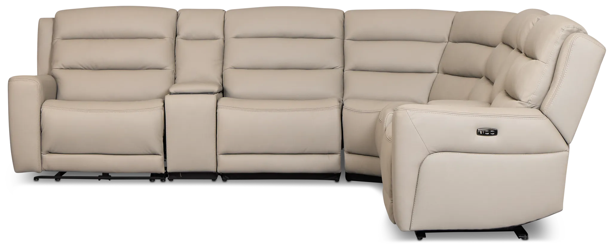 Wilder Taupe Leather Large Dual Power Reclining Two-arm Sectional