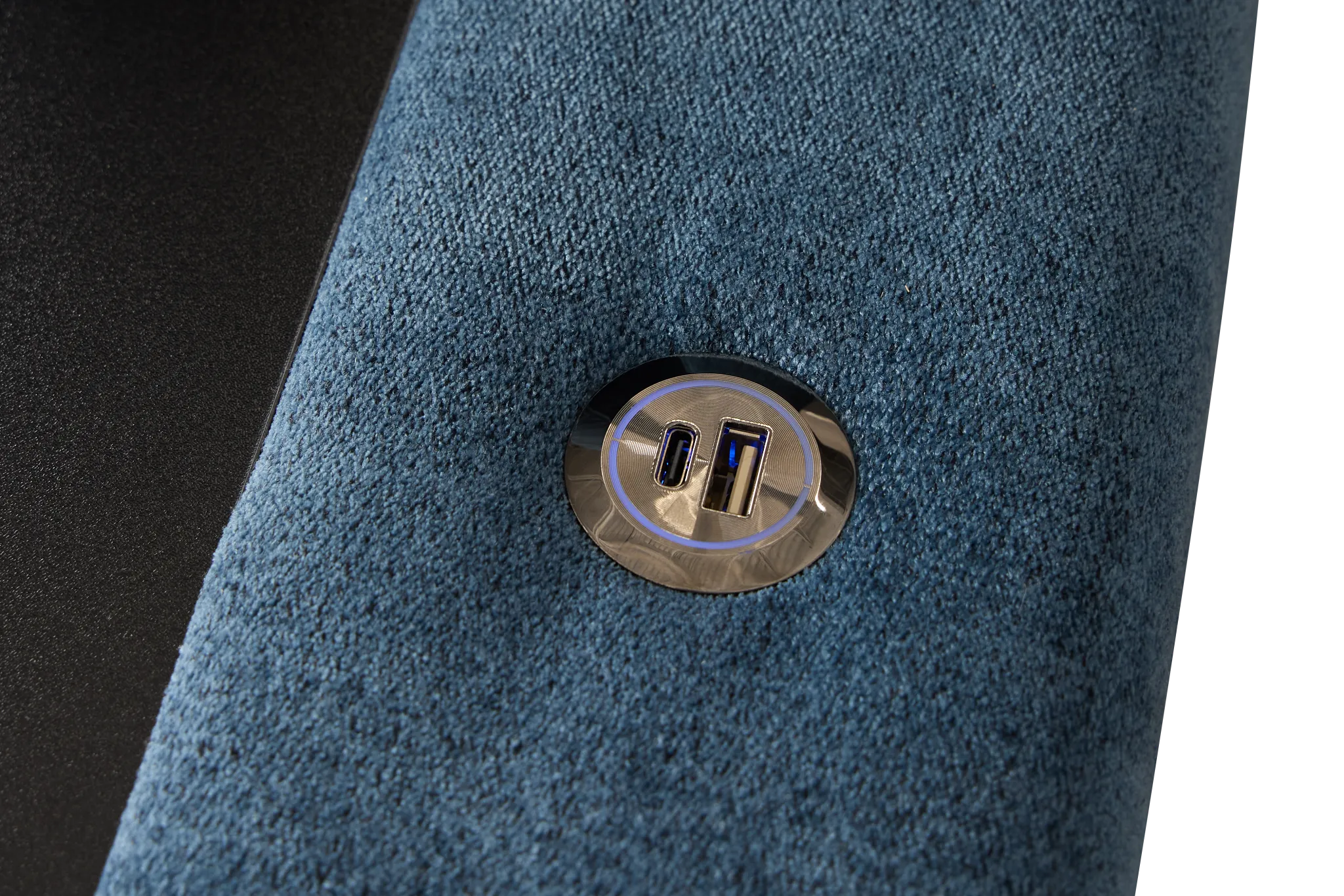 Addie Blue Fabric 2-piece Modular Storage Sofa With Console