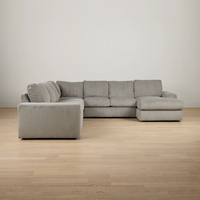 Charlie Gray Fabric Large Right Chaise Sectional