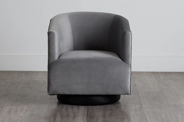 Charlotte Dark Gray Velvet Swivel Accent Chair