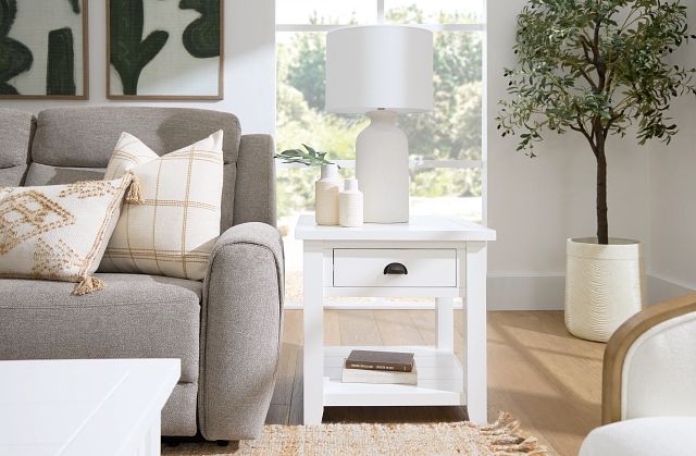 Bismark White Square End Table