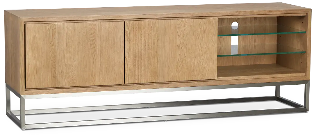 Haven Light Tone 74" Tv Stand With Metal Base Haven Light Tone 74" Tv Stand With Metal Base