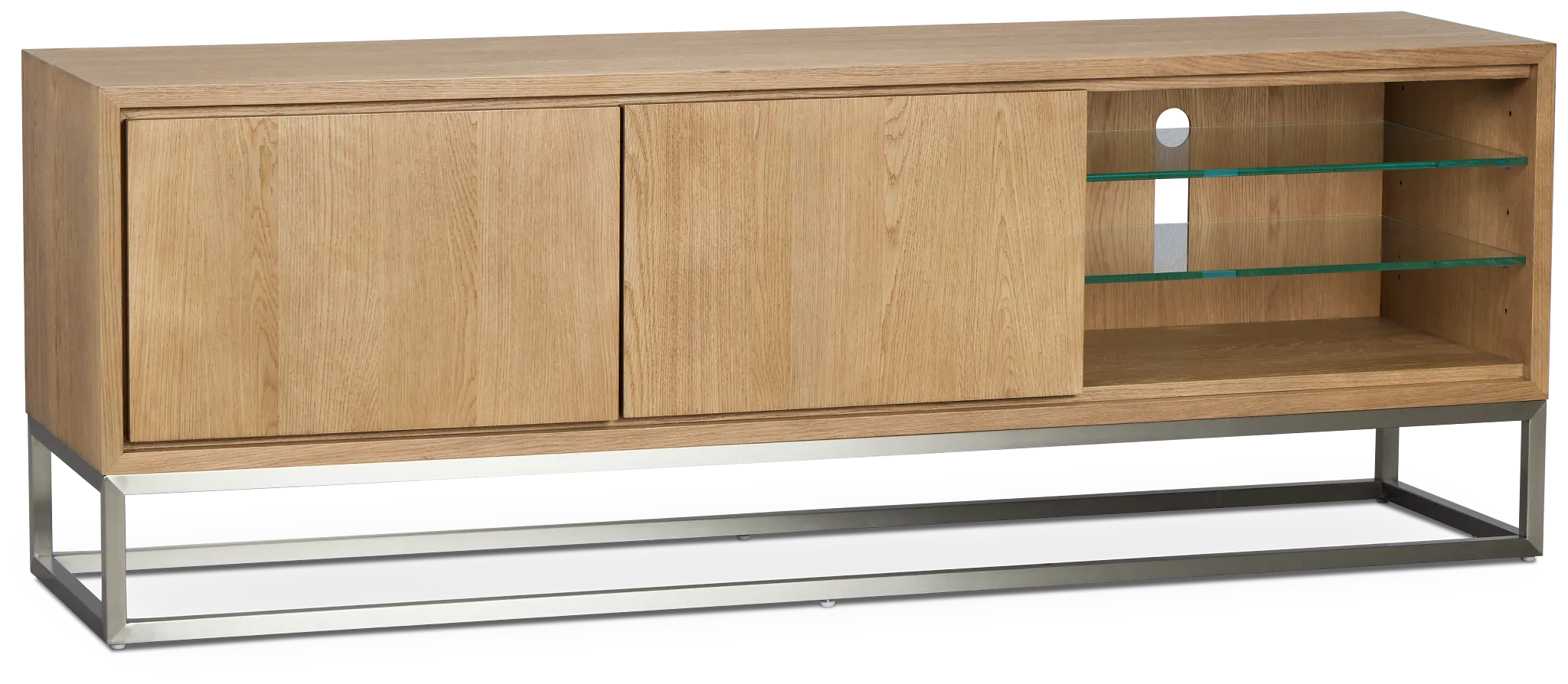 Haven Light Tone 74" Tv Stand With Metal Base