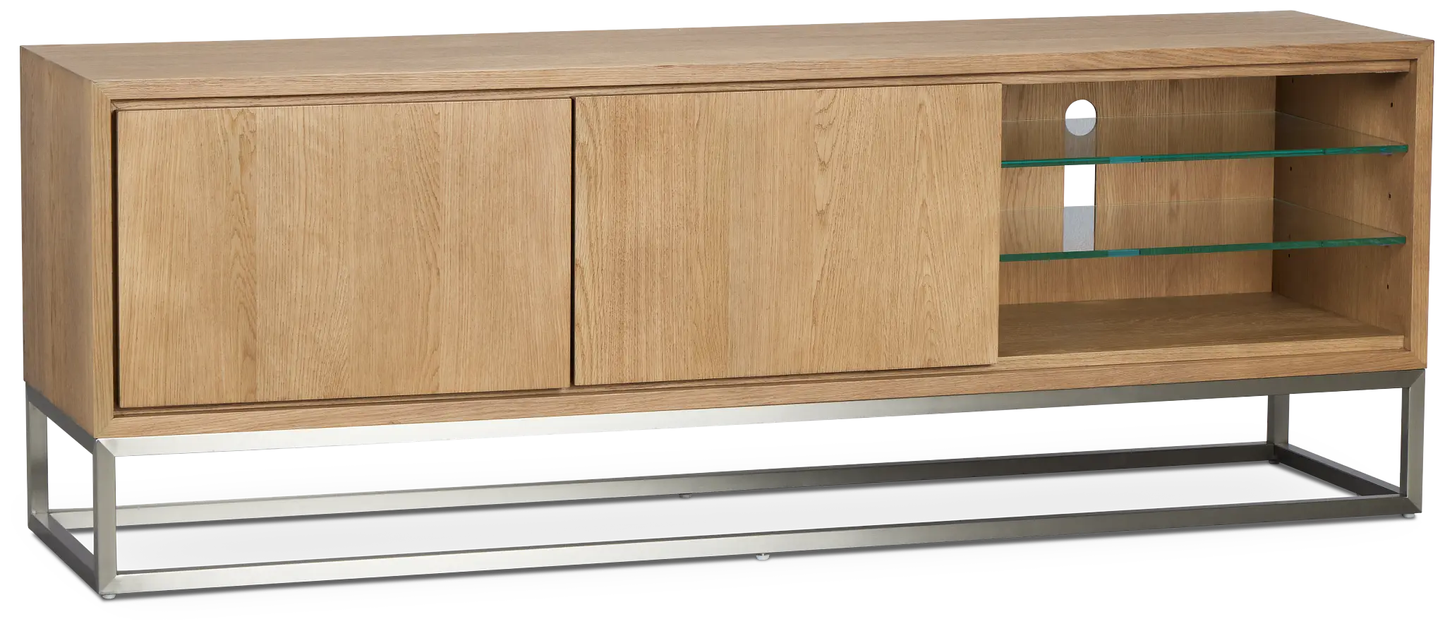 Haven Light Tone 74" Tv Stand With Metal Base Haven Light Tone 74" Tv Stand With Metal Base