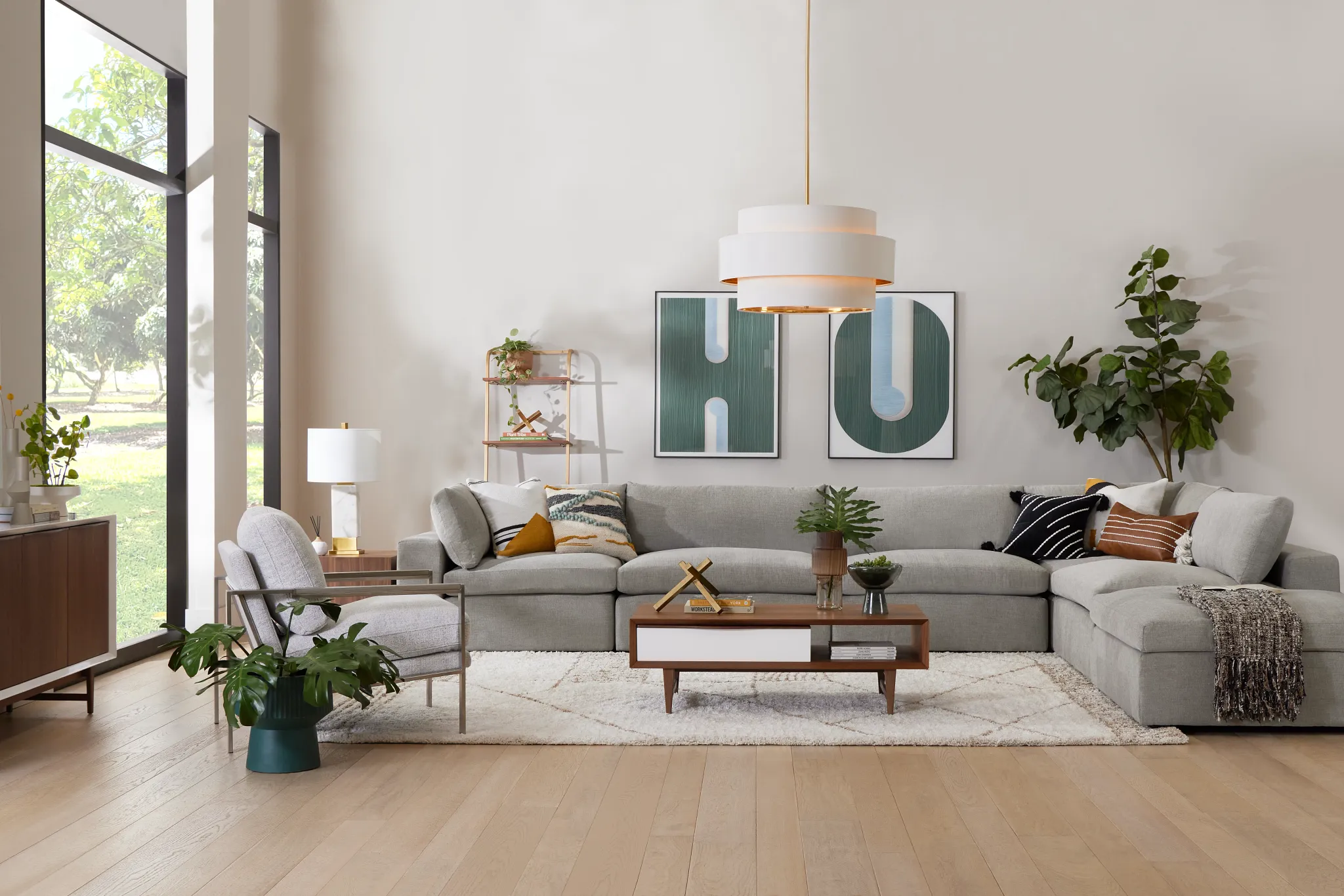 Destin Maguire Gray Fabric 6-piece Pit Sectional