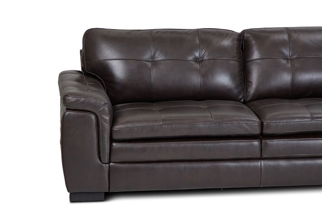 Braden Dark Brown Leather Medium Right Bumper Sectional