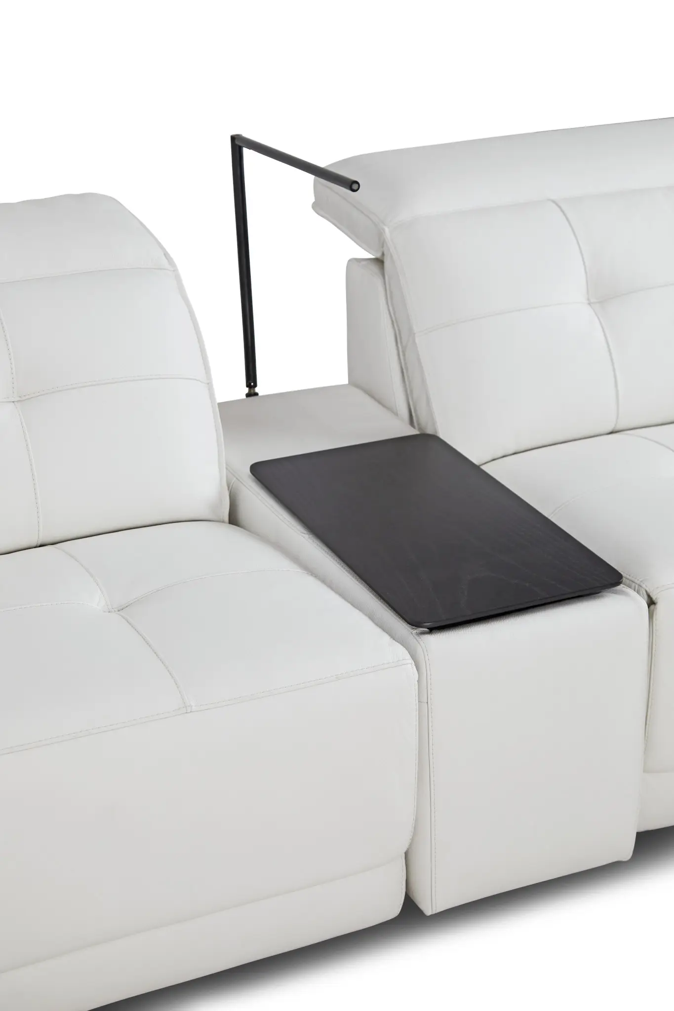 Reva White Leather Medium Dual Power 2-arm Reclining Sectional Reva White Leather Medium Dual Power 2-arm Reclining Sectional