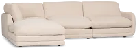 Jules Ivory Velvet 4-piece Left Facing Bumper Sectional