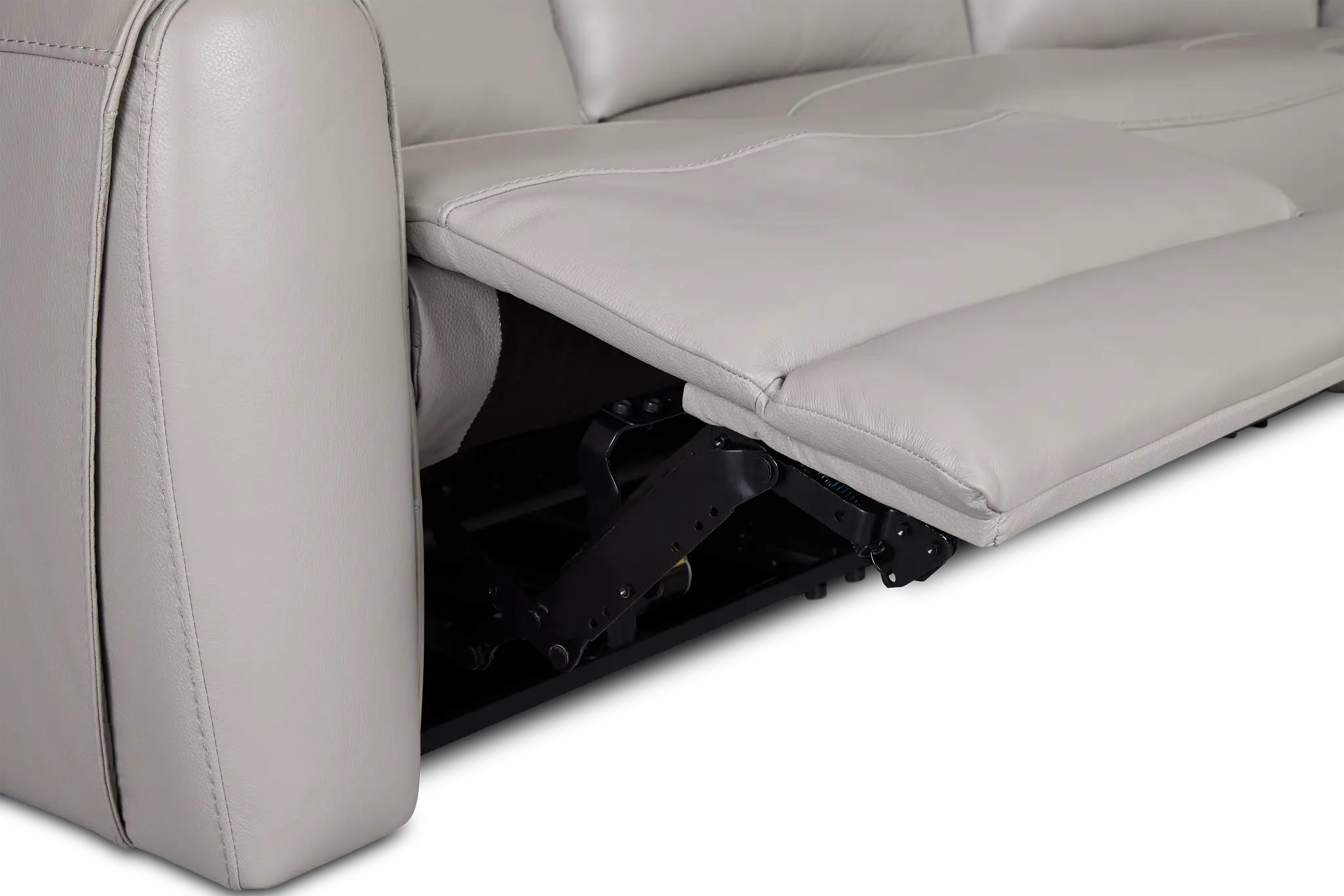 Walker Light Gray Lthr/vinyl Small Two-arm Power Reclining Sectional Walker Light Gray Lthr/vinyl Small Two-arm Power Reclining Sectional