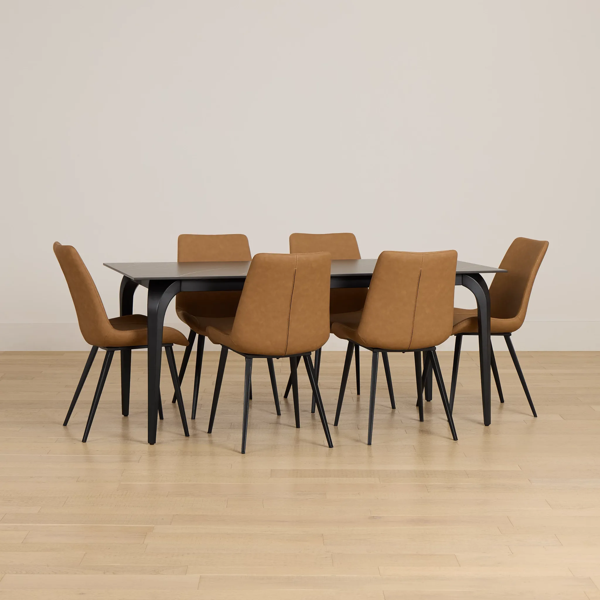 Sierra Black Stone Rectangular Table With 6 Chairs