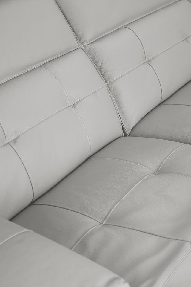 Reva Gray Leather Small Dual Power Reclining Two-arm Sectional