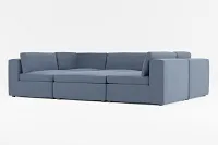 Destin Maguire Blue Fabric 6-piece Pit Sectional