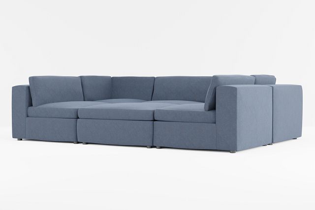 Destin Maguire Blue Fabric 6-piece Pit Sectional