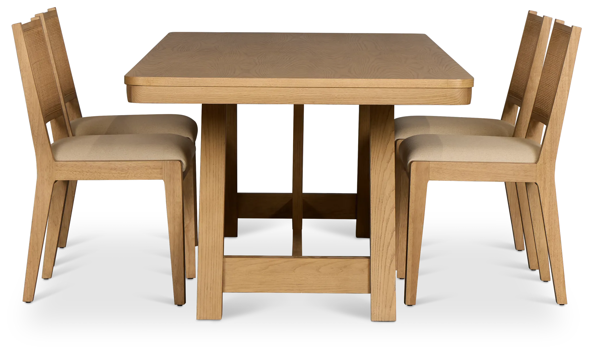 Pacific Light Tone Trestle Table & 4 Upholstered Chairs