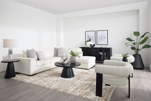 Blakely White Fabric Small Right Bumper Sleeper Sectional