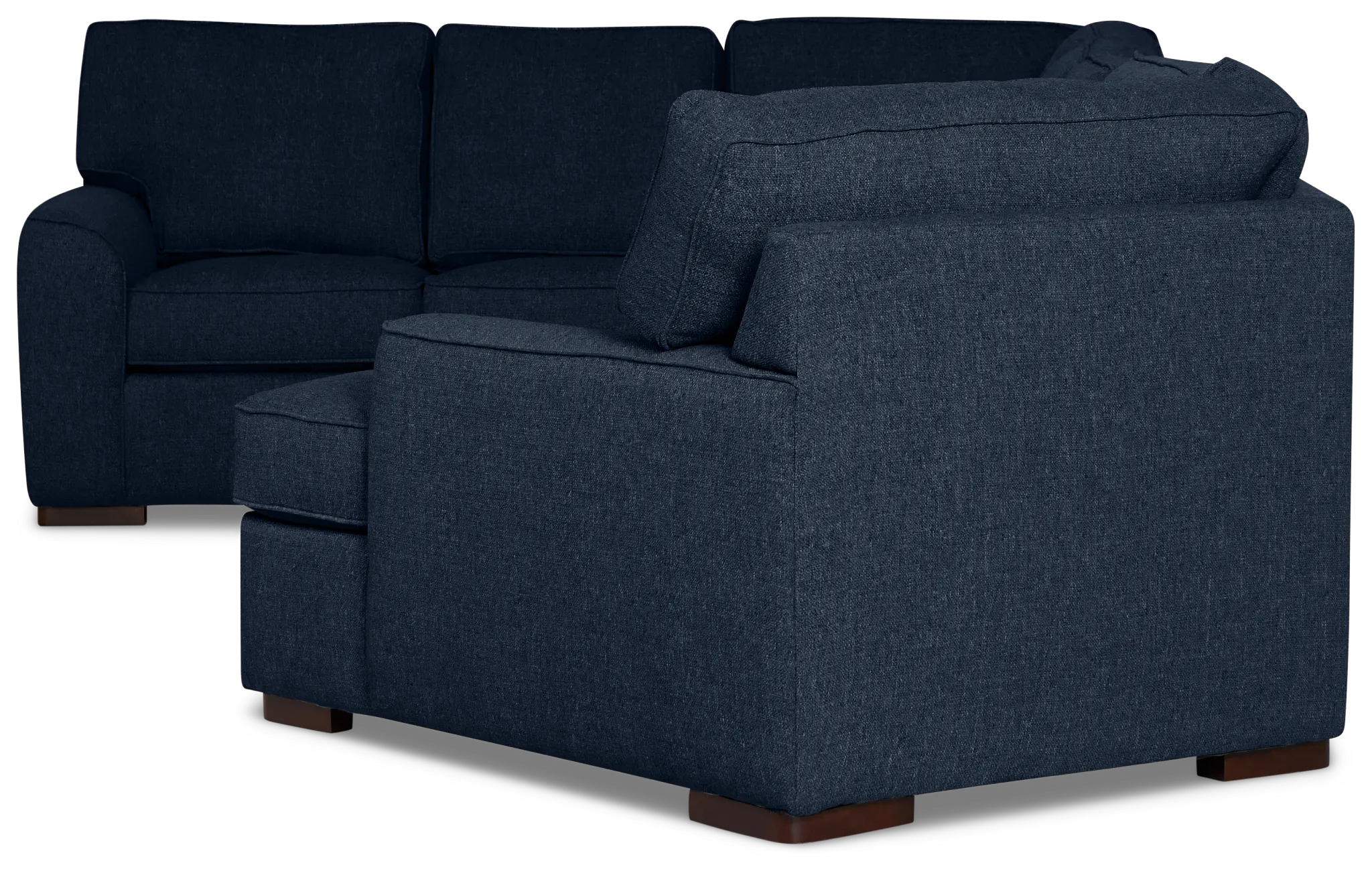 Sinclair Dark Blue Fabric Right Cuddler Cooling Memory Foam Sectional