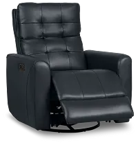 Izzy Dark Blue Lthr/vinyl Power Swivel Glider Recliner