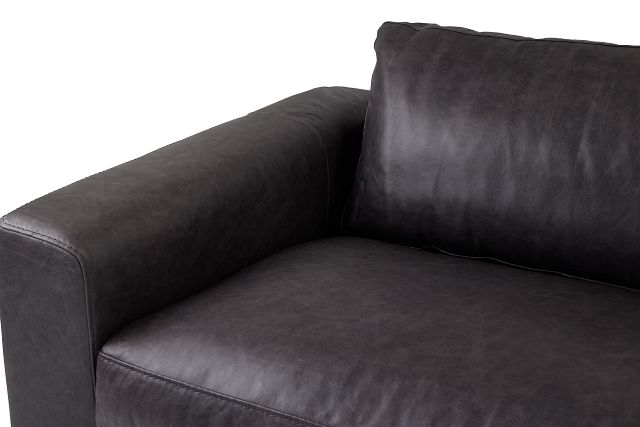 Bohan Black Leather Large Two-arm Sectional
