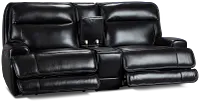 Casey Black Lthr/vinyl Power Reclining Console Sofa