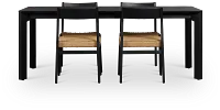Santorini Black Rect Table & 4 Woven Chairs