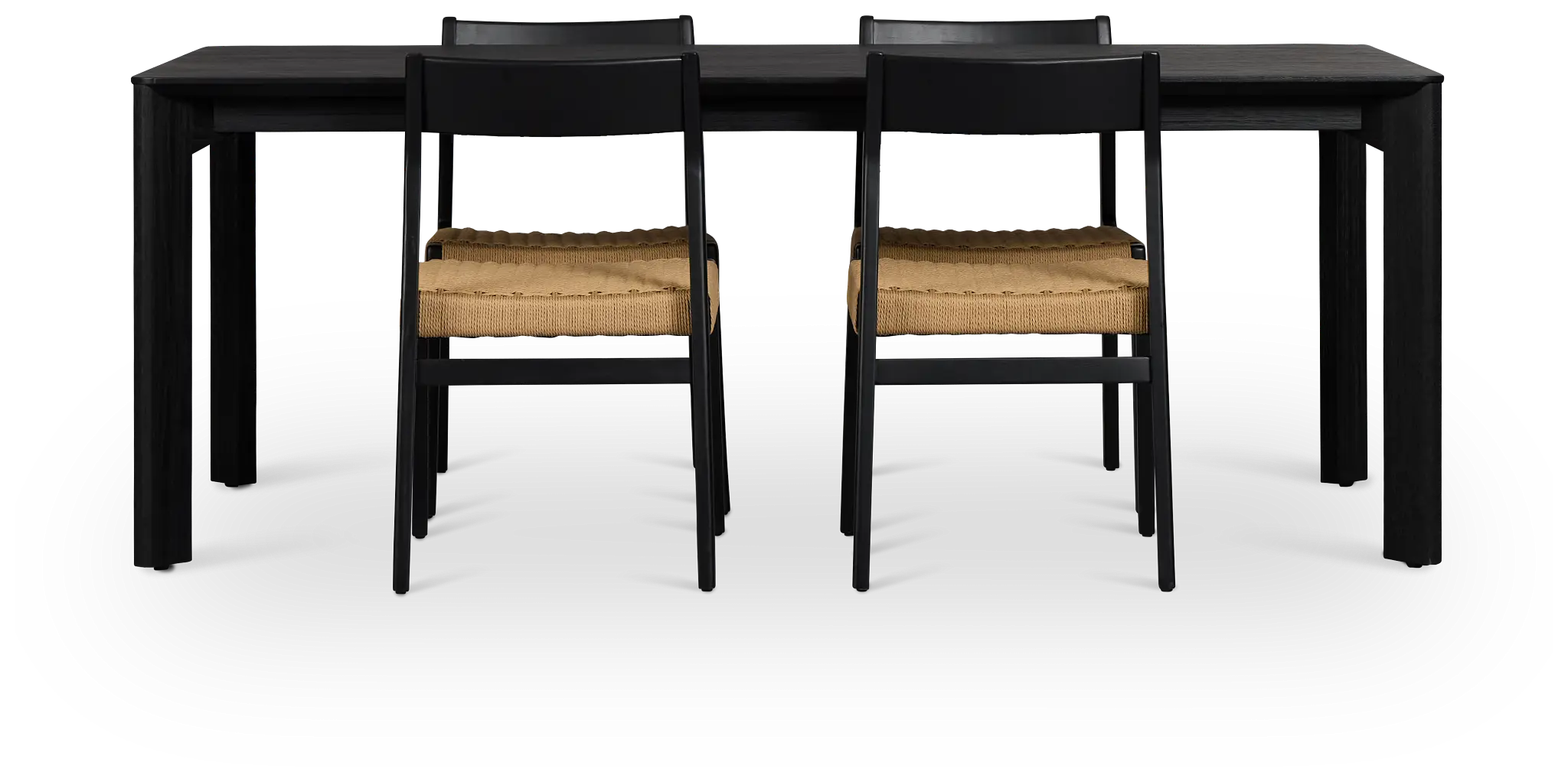 Santorini Black Rect Table & 4 Woven Chairs Santorini Black Rect Table & 4 Woven Chairs