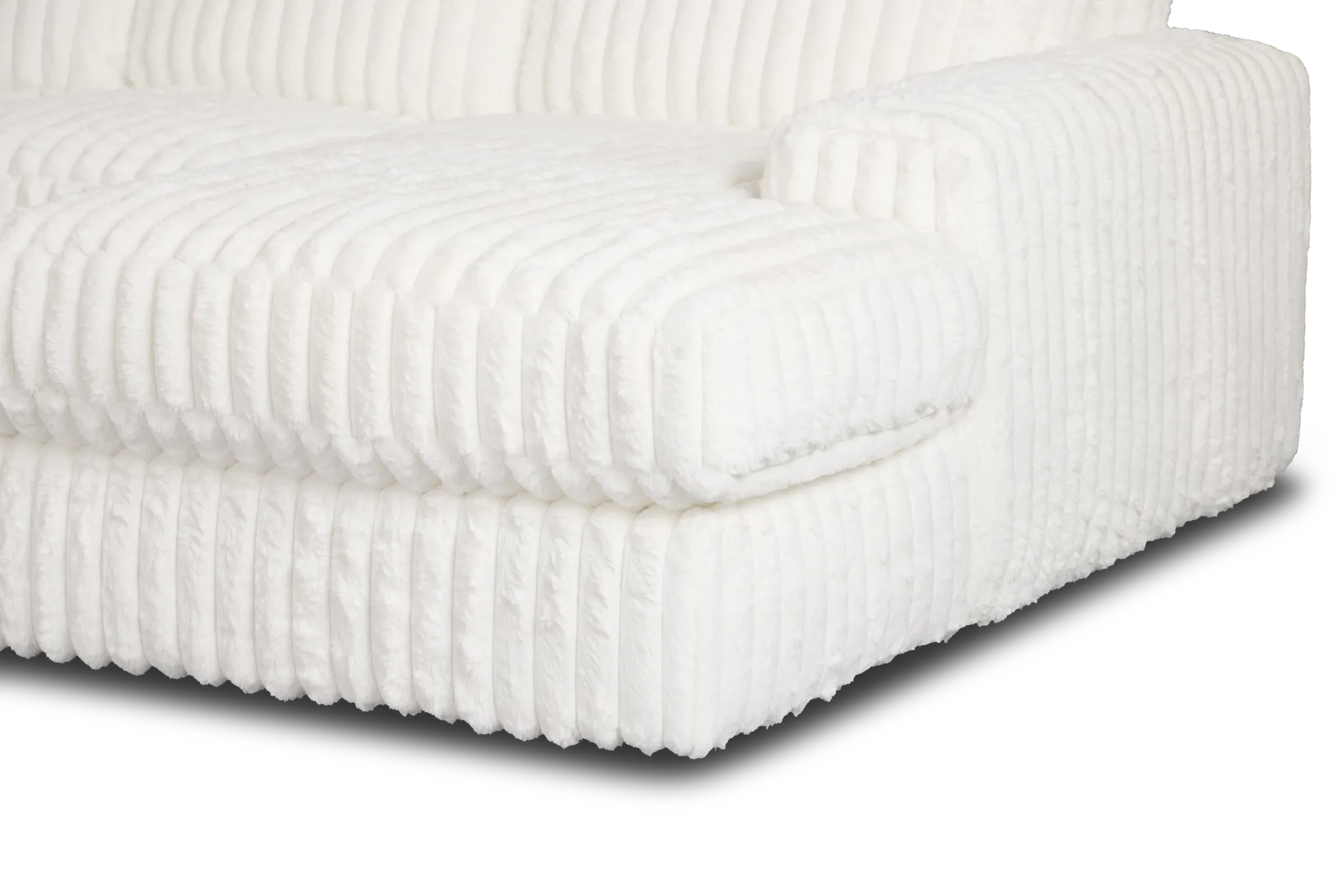 Teddy White Fabric Large Right Chaise Sectional