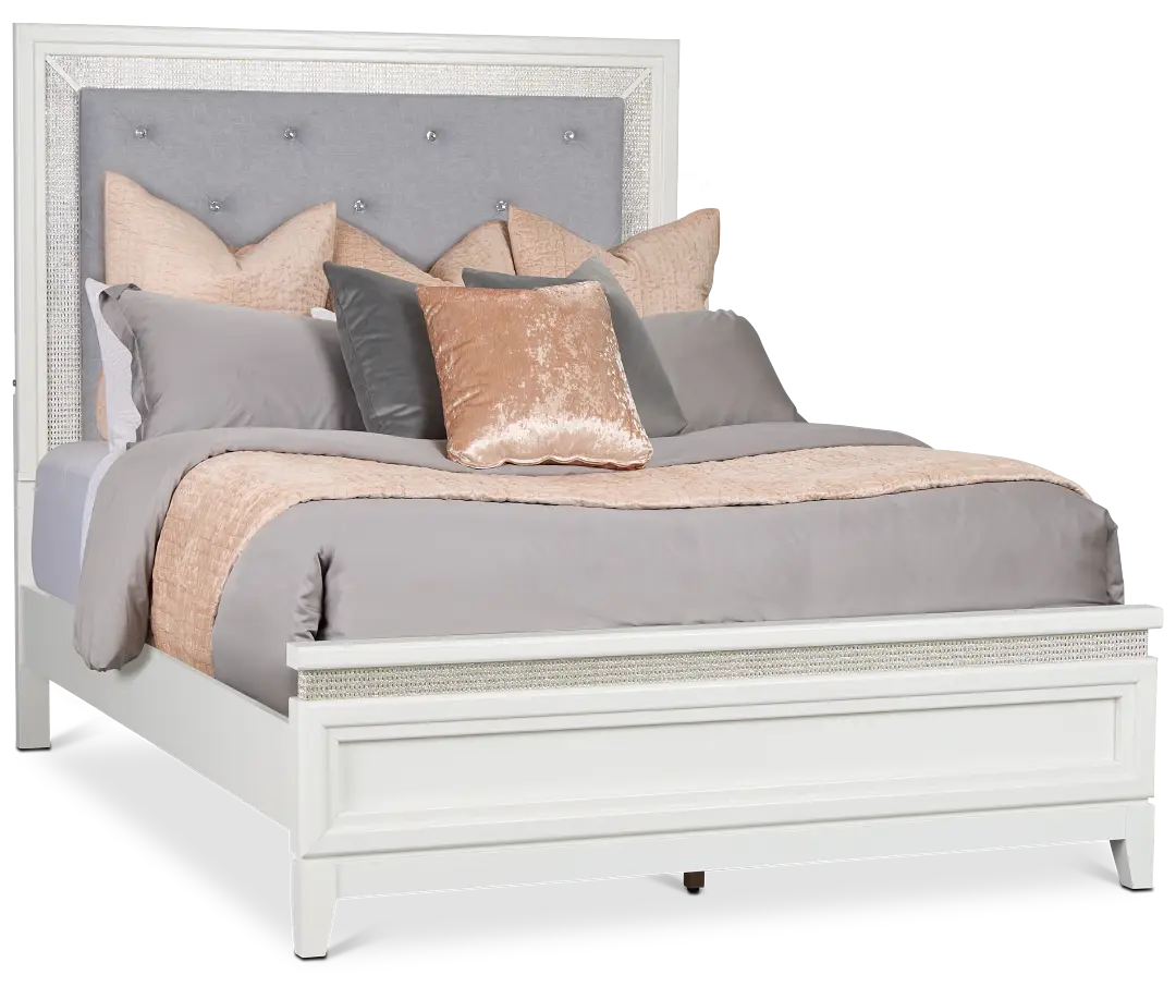 Alessandria White Uph Panel Bed With Lights Alessandria White Uph Panel Bed With Lights