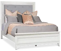 Alessandria White Uph Panel Bed With Lights