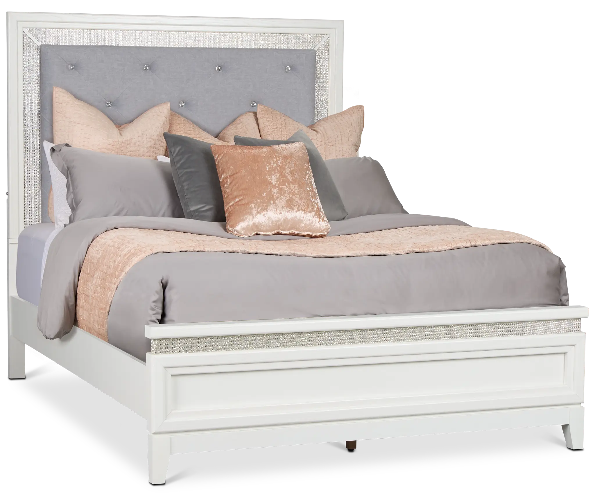 Alessandria White Uph Panel Bed With Lights Alessandria White Uph Panel Bed With Lights
